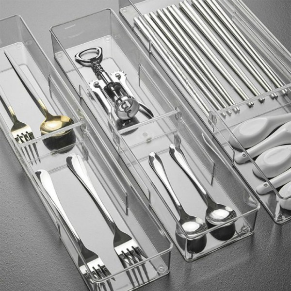 칸조절 투명 수저함 서랍 숟가락 포크 젓가락 정리 분리 정리함