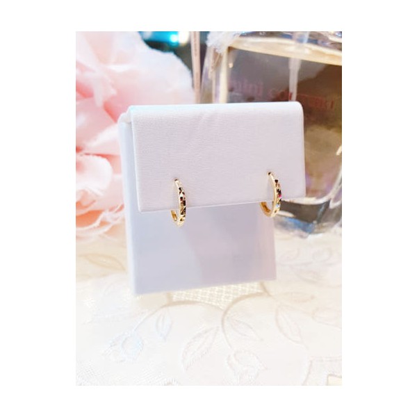 미니골드 14K 다이아컷팅 원터치 링 귀걸이 10MM ECPM4031